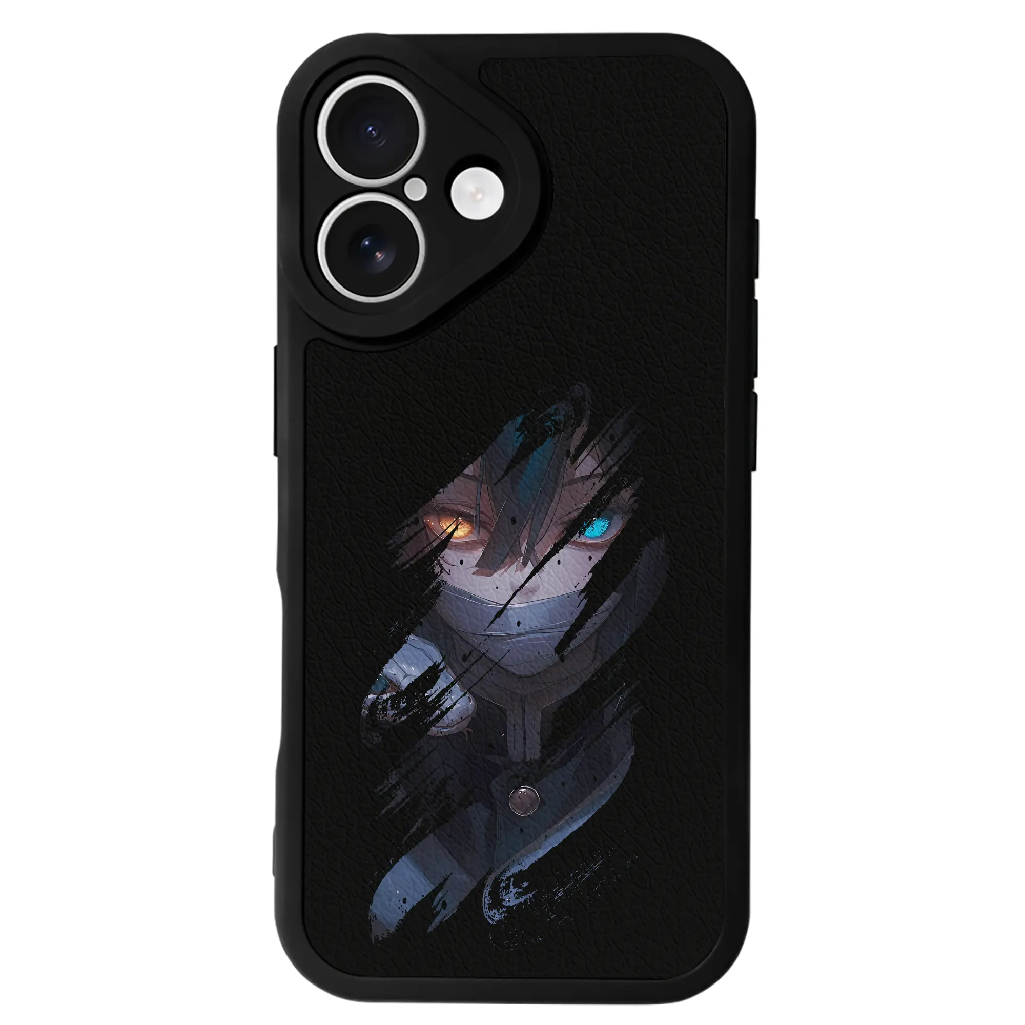 鬼滅の刃 グッズ,伊黒 小芭内 - IPhone 16シリーズ対応 ・ シリコンスマホケース ・ レザー調 ・ 高精度フィット ・ 耐衝撃 ・ ワイヤレス充電対応 ・ 精密カット